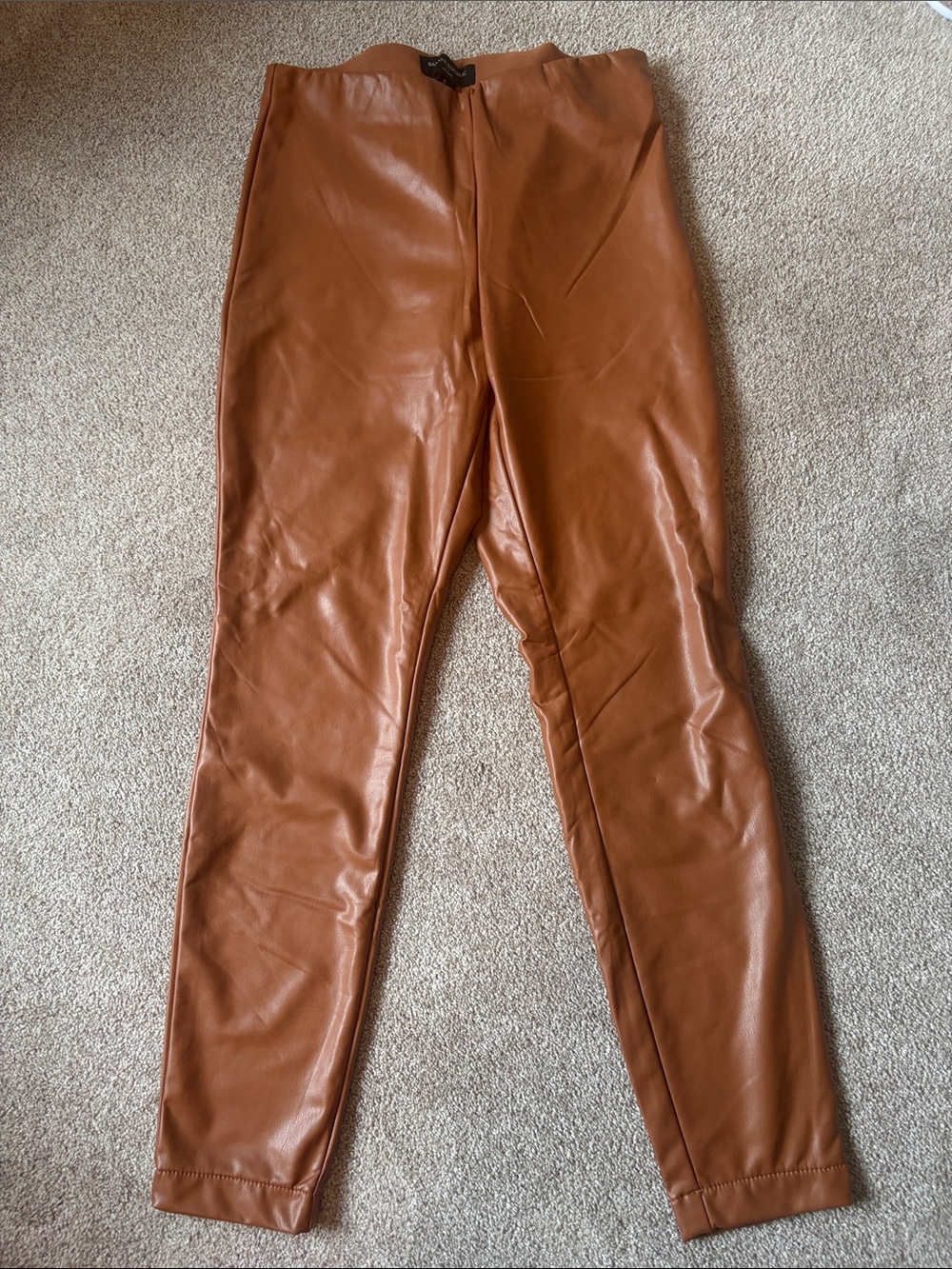 Banana Republic Faux Leather Leggings in Cognac Brown